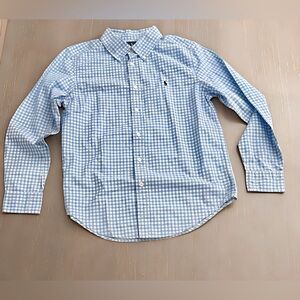 Ralph Lauren Boys’ Button-Down Shirt – Size 14/16 (EUC) Light Blue Gingham